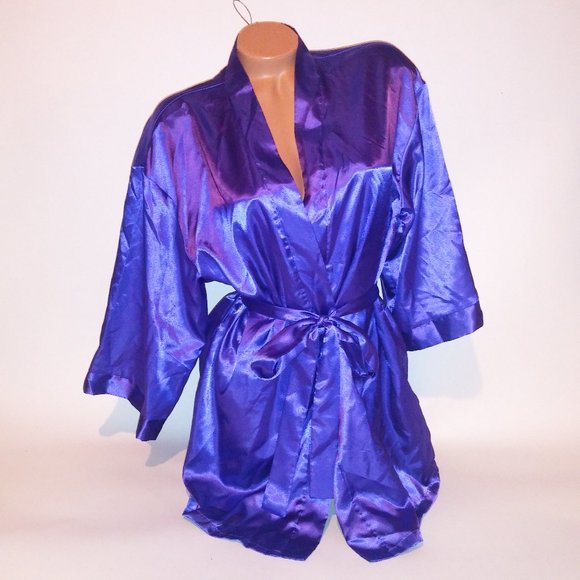 Lovers Lane Robe Kimono Sleepwear Medium Purple Lingerie Cover Up Solid Sleepwea - Picture 1 of 9